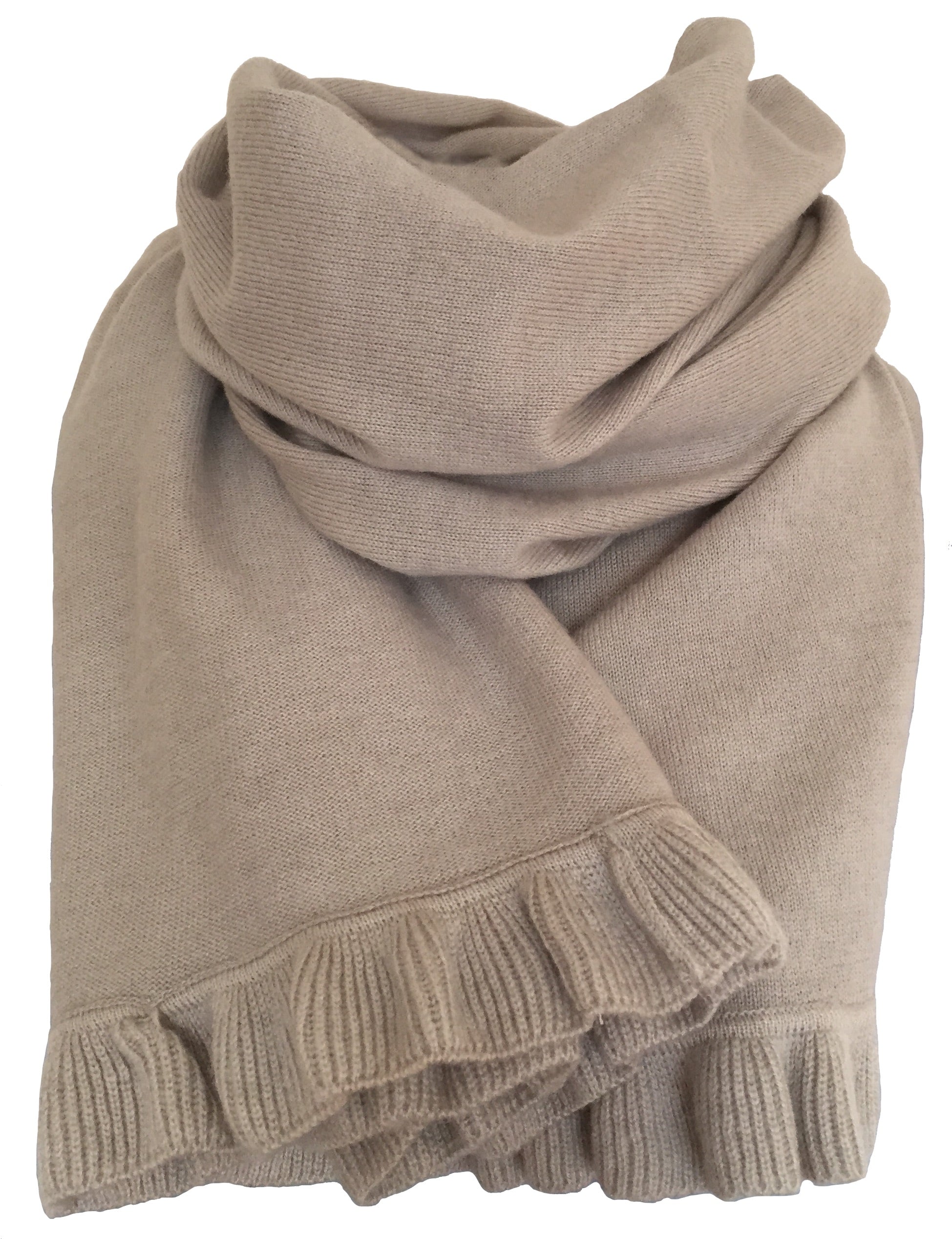 Cashmere scarf/shawl  with ruffled edge black
