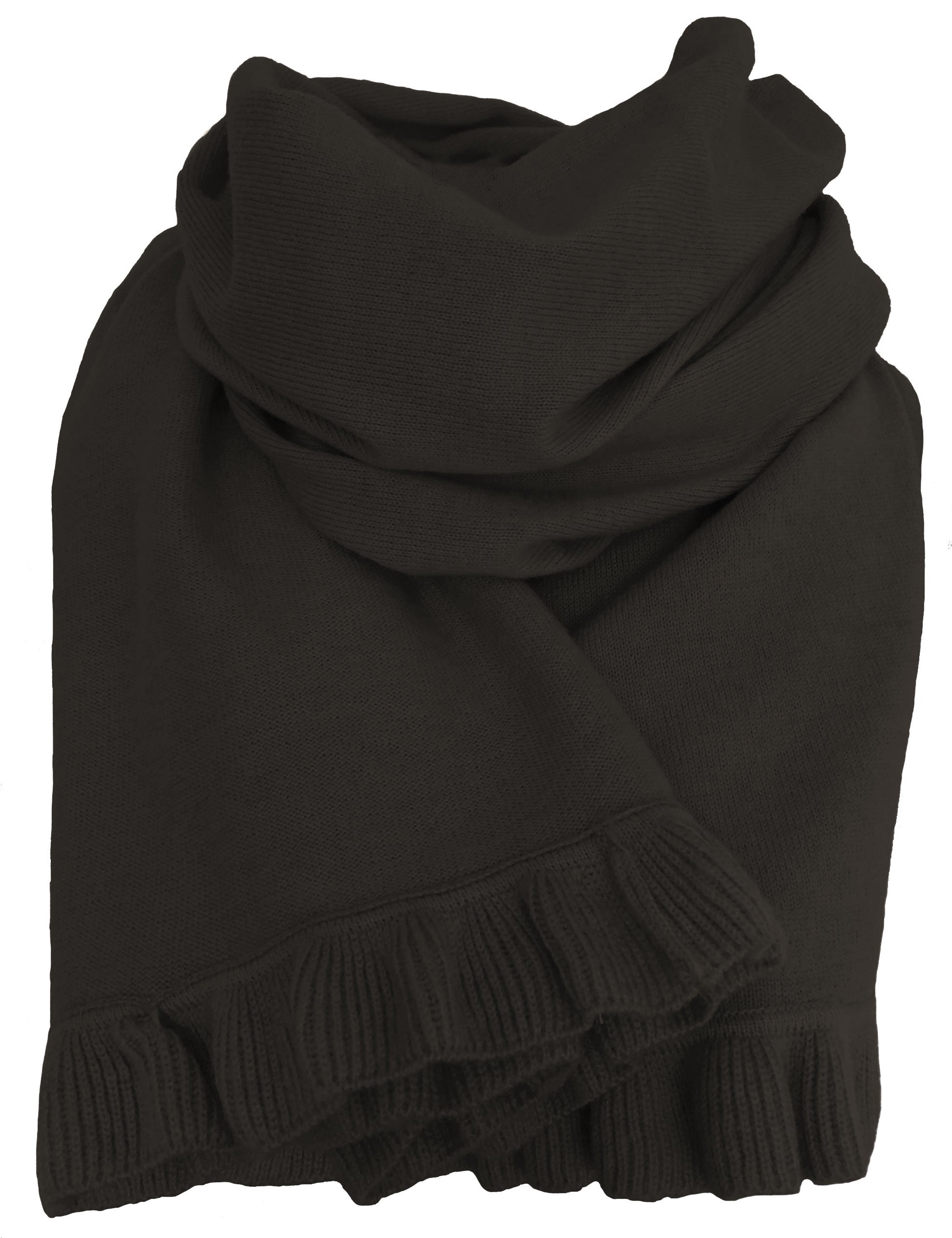 Cashmere scarf/shawl  with ruffled edge black