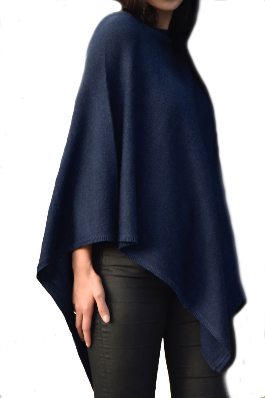 Cashmere classic poncho dark grey