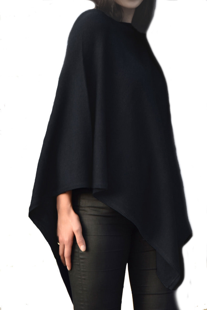 Cashmere classic poncho dark grey