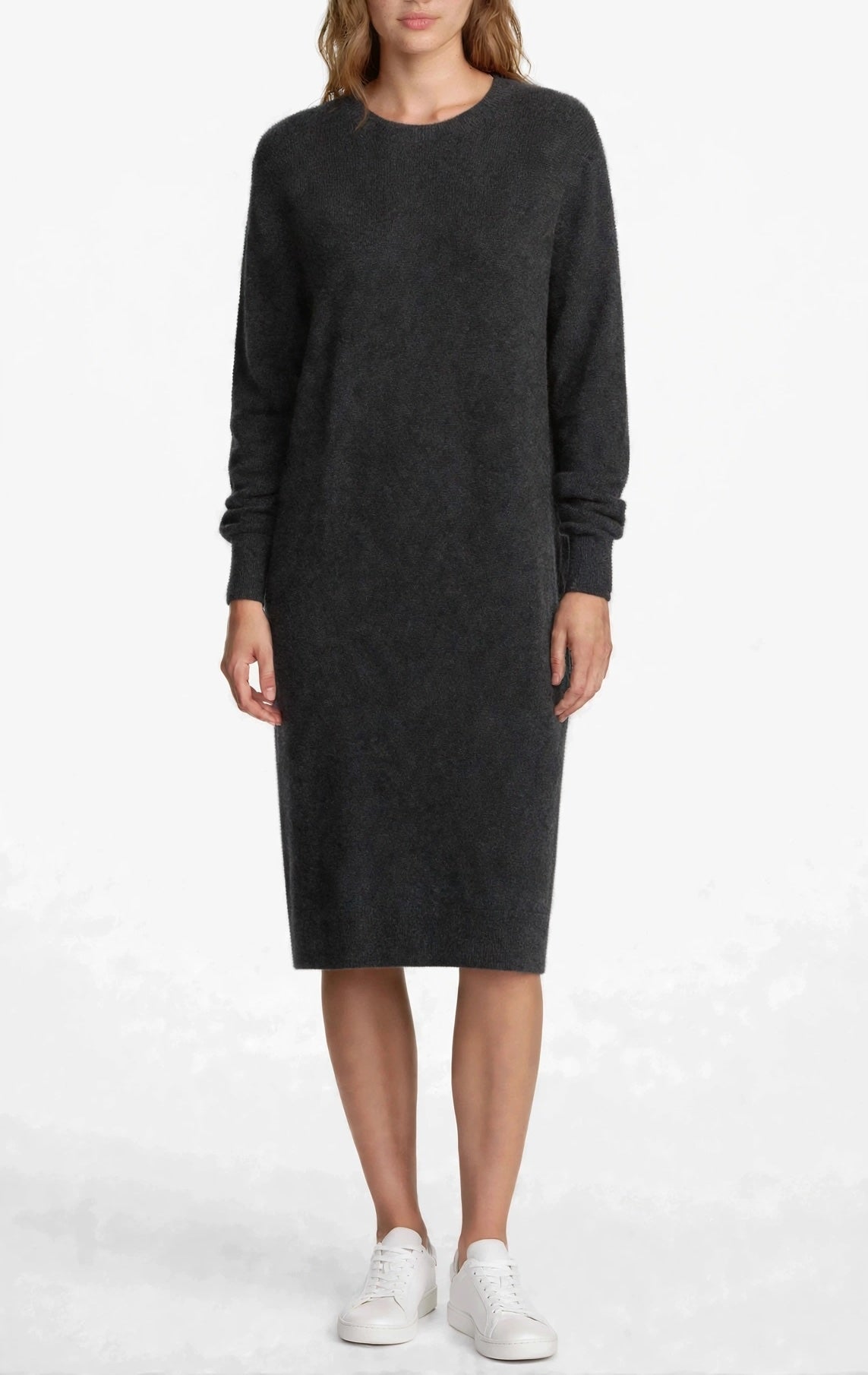 Cashmere crew neck dress dark grey