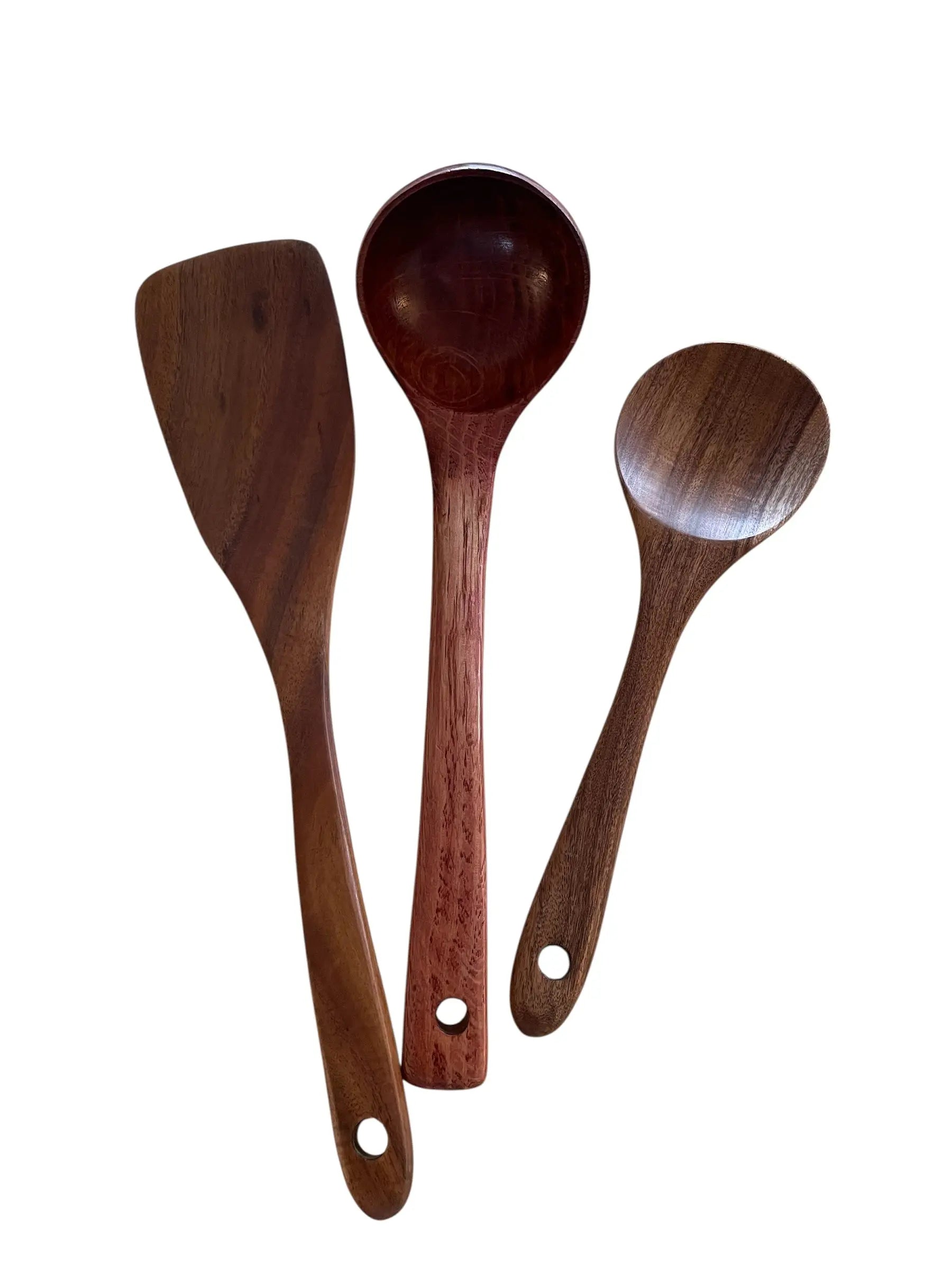 Kjøkkenredskap Sett i Tre (3 deler) – Stekespade, Tresleiv og Suppeøse