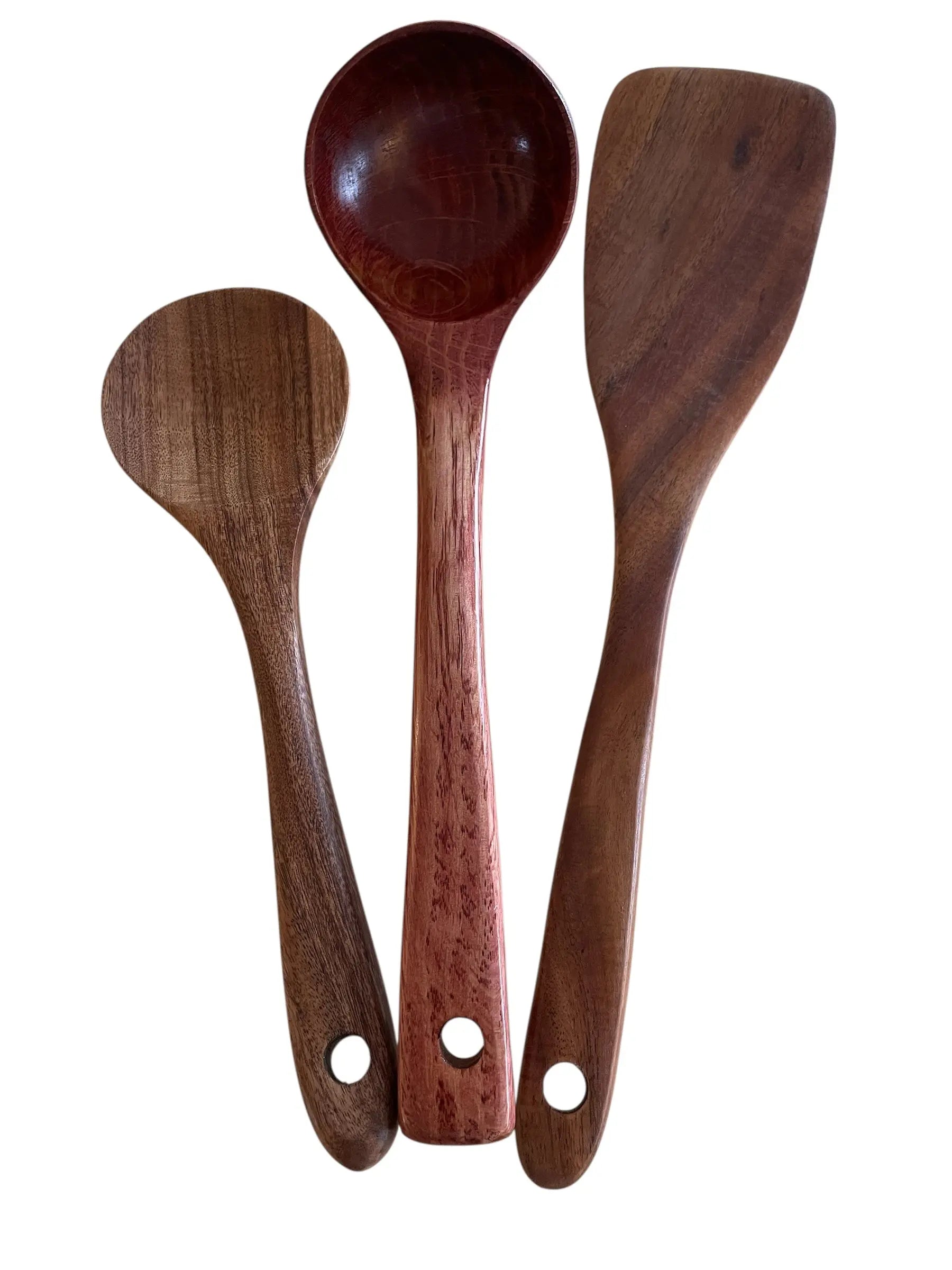 Kjøkkenredskap Sett i Tre (3 deler) – Stekespade, Tresleiv og Suppeøse