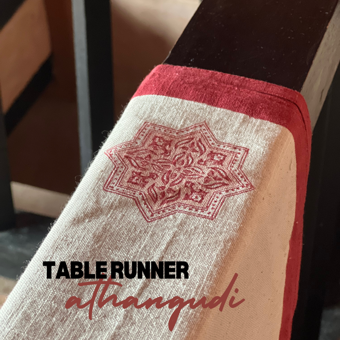 Athanagudi Table Runner | Hand Block Printed Cotton (33x214 cm)