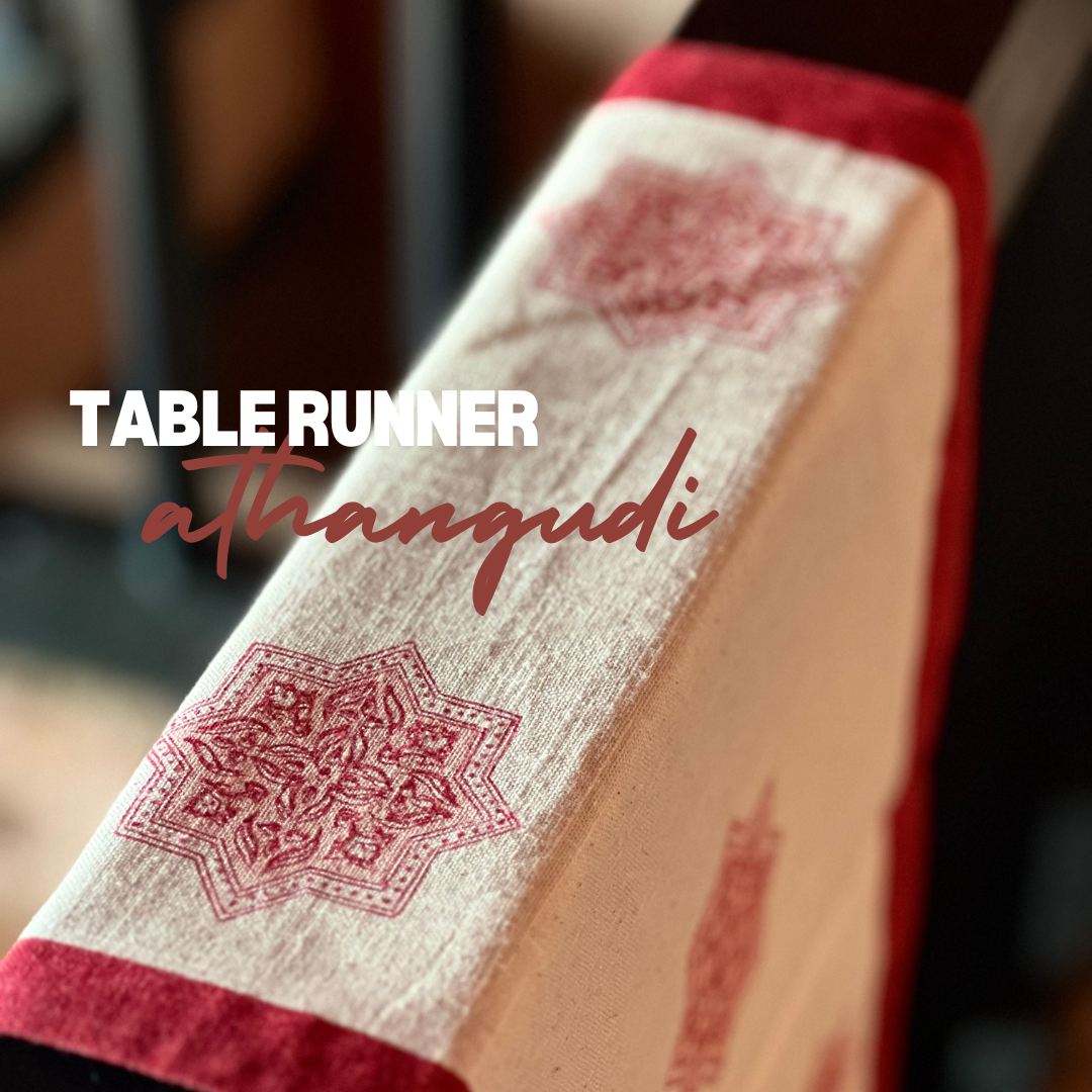 Athanagudi Table Runner | Hand Block Printed Cotton (33x214 cm)