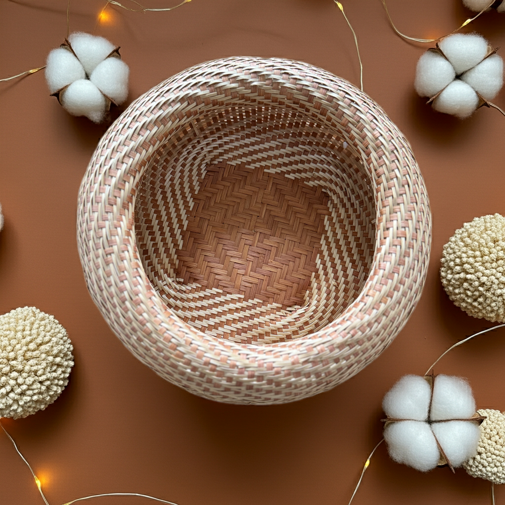 Handwoven Bamboo Bread Basket | Artisan Indian Serving Bowl