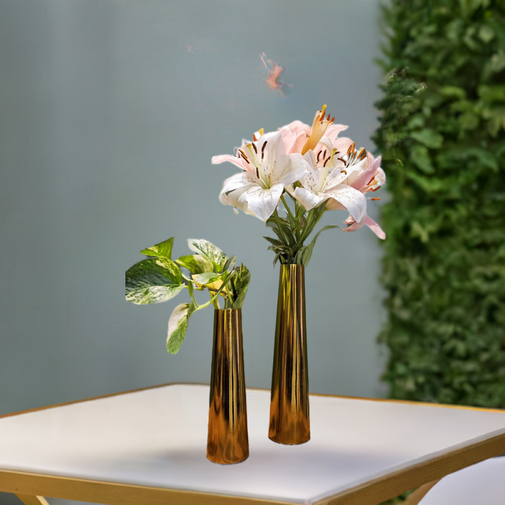 Handmade Iron Vases | Decorative Gold Finish