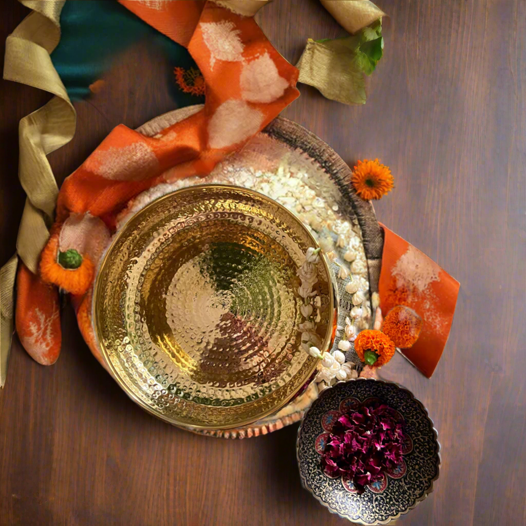 Hammered Brass Urli Bowl | Handcrafted Decorative Bowl