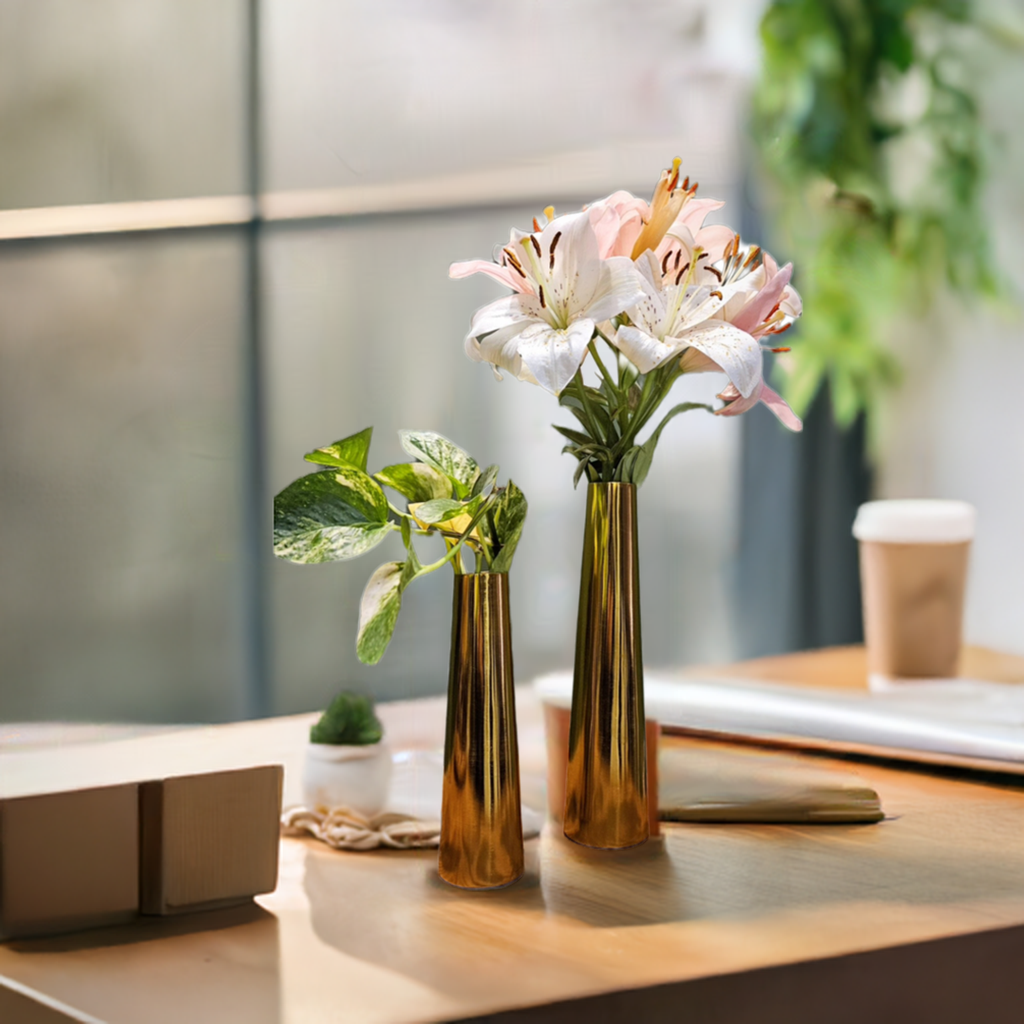 Handmade Iron Vases | Decorative Gold Finish