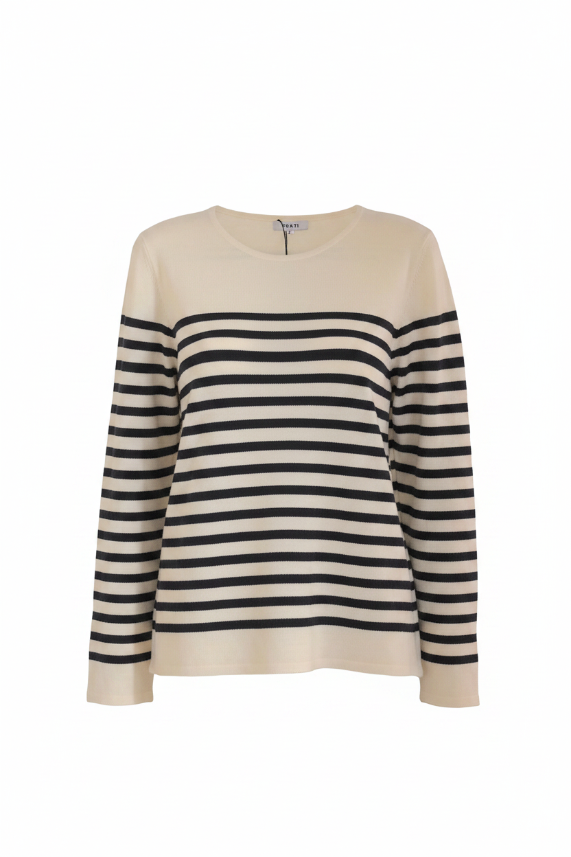 Cashmere silk crew neck sweater stripes