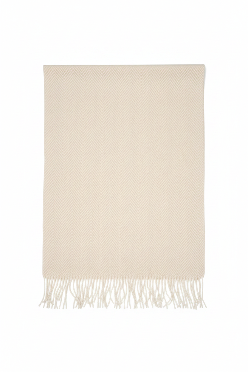 Herringbone shawl with fringe
