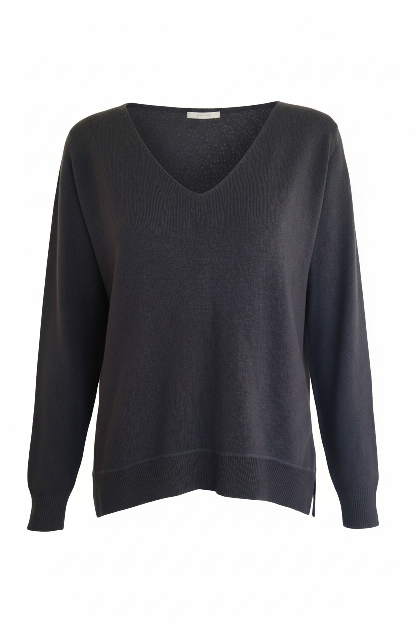Cashmere soft V neck jeans blue