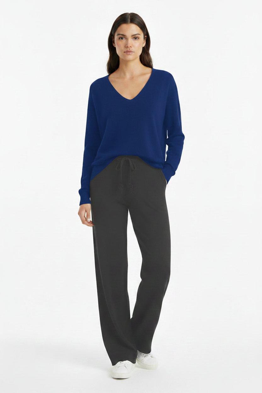 Cashmere soft V neck jeans blue
