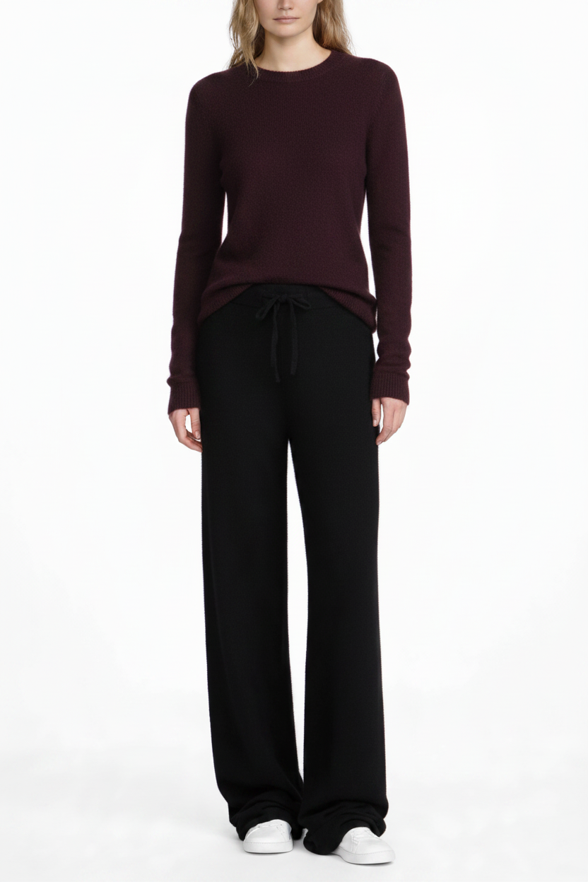 Cashmere round neck sweater aubergine