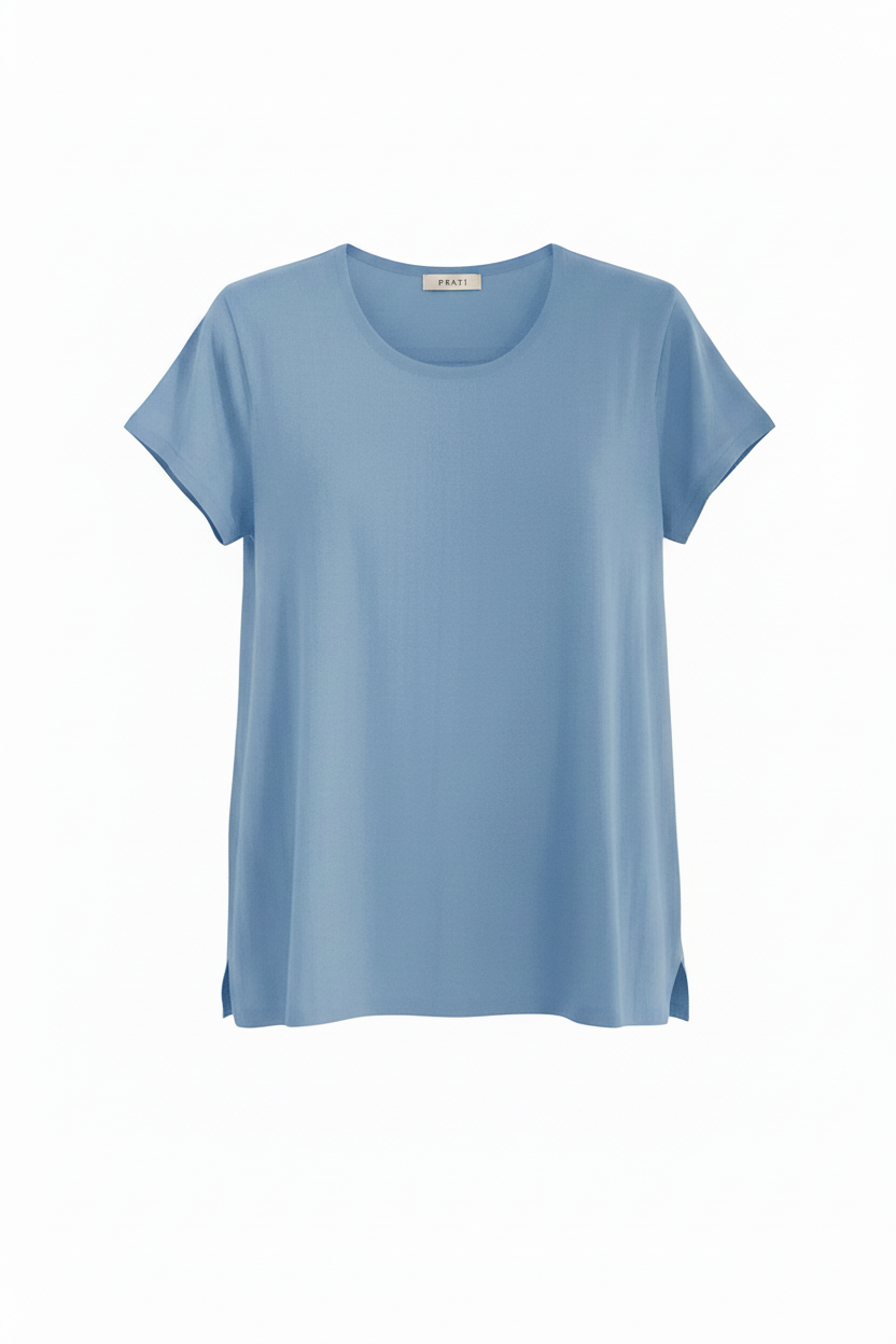 Cashmere Silk crew short sleeve t shirt sweater off white