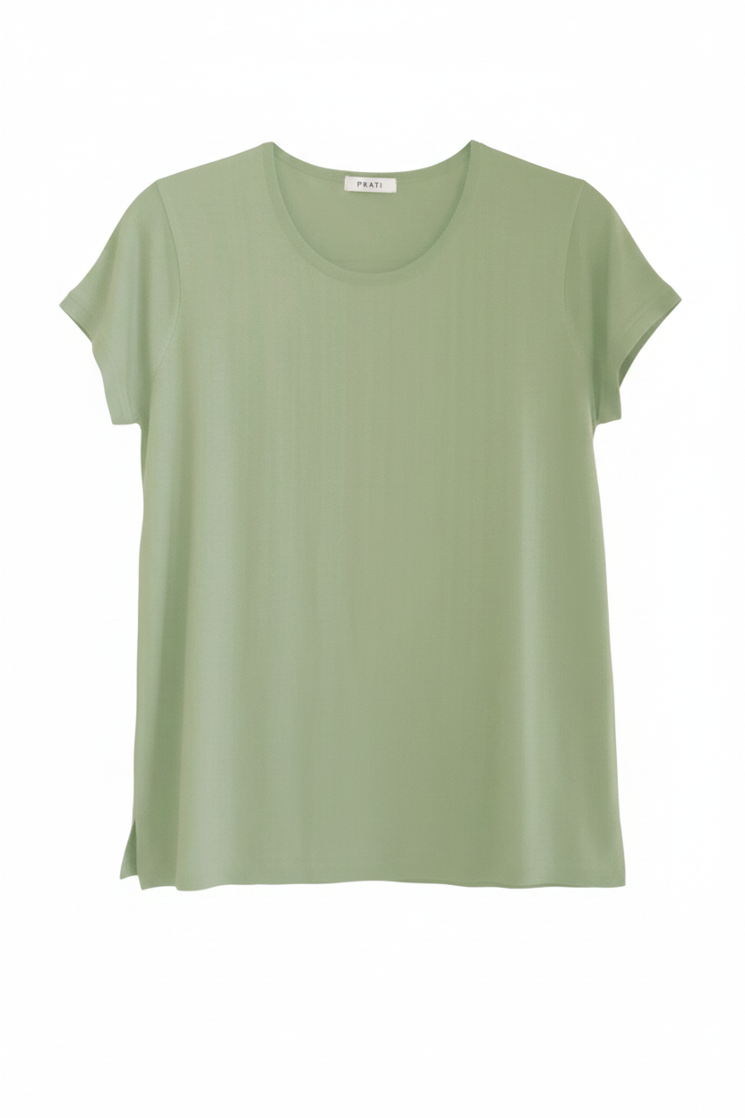 Cashmere Silk crew short sleeve t shirt sweater off white