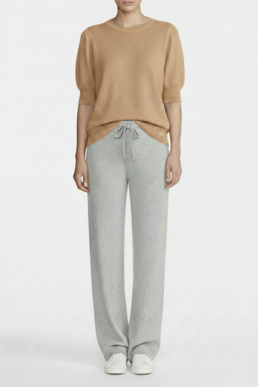Cashmere Silk crew short sleeve sweater off white
