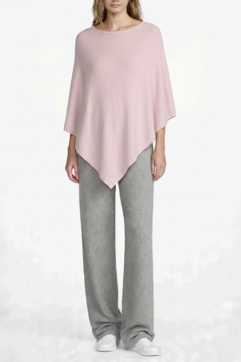 Cashmere classic poncho pale pink