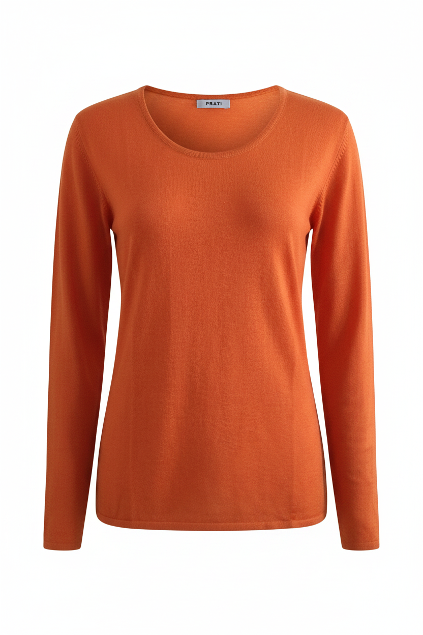 Cashmere Silk crew neck sweater burnt orange