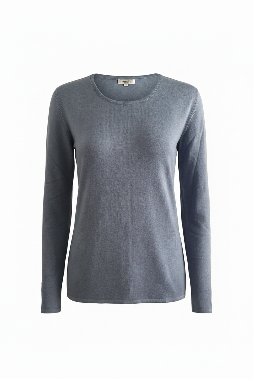 Cashmere Silk crew neck sweater caribean blue