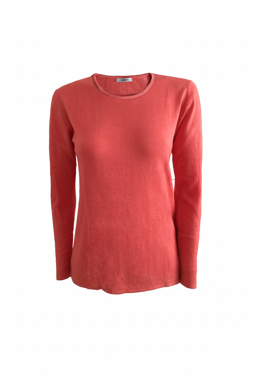 Cashmere Silk crew neck sweater coral