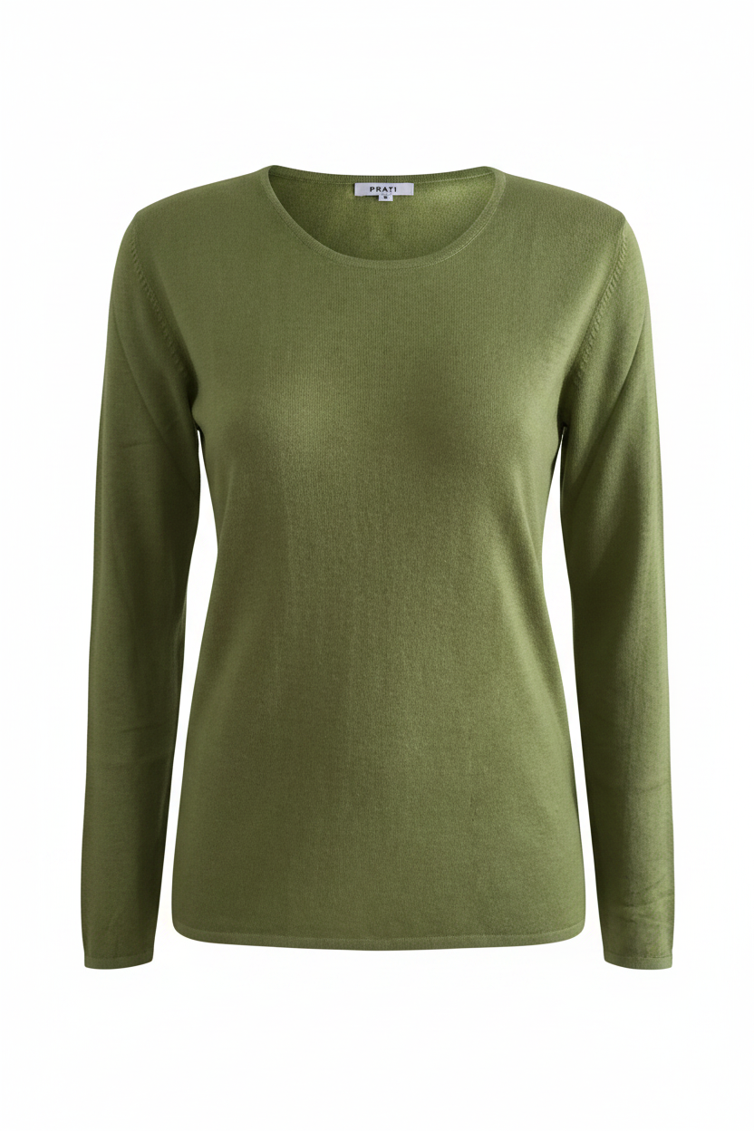 Cashmere Silk crew neck sweater palm green