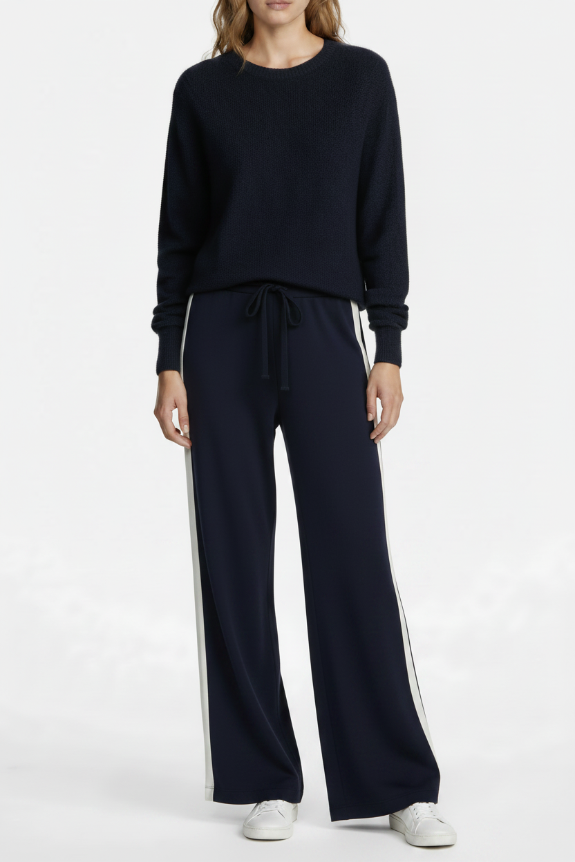 Cashmere lounge pant navy with contrast off white