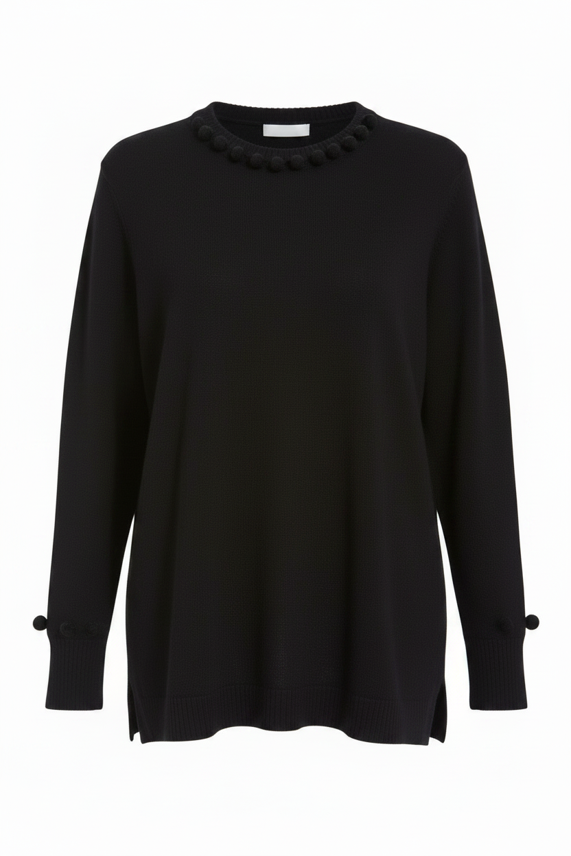 Cashmere pom pom sweater black
