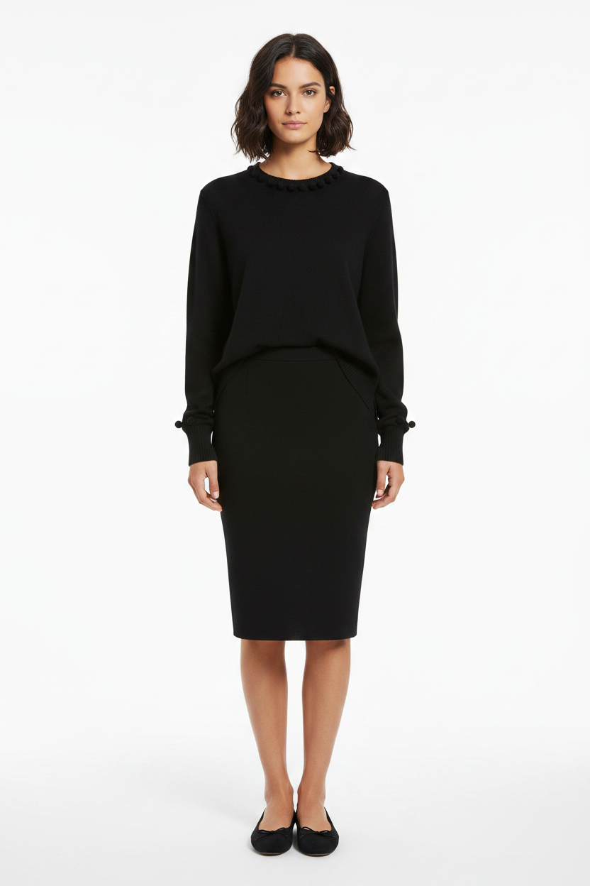 Cashmere pom pom sweater black