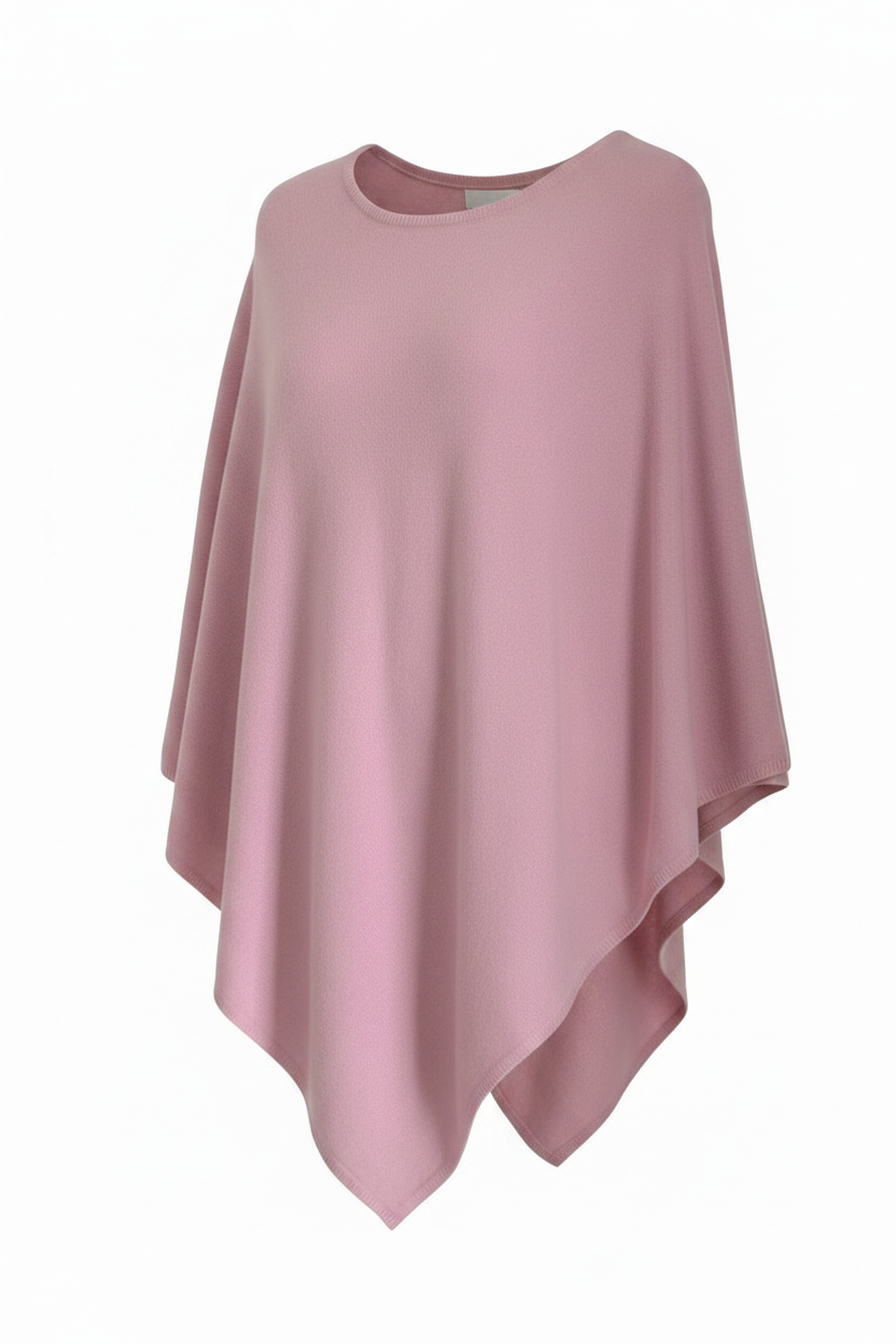 Cashmere classic poncho light pink