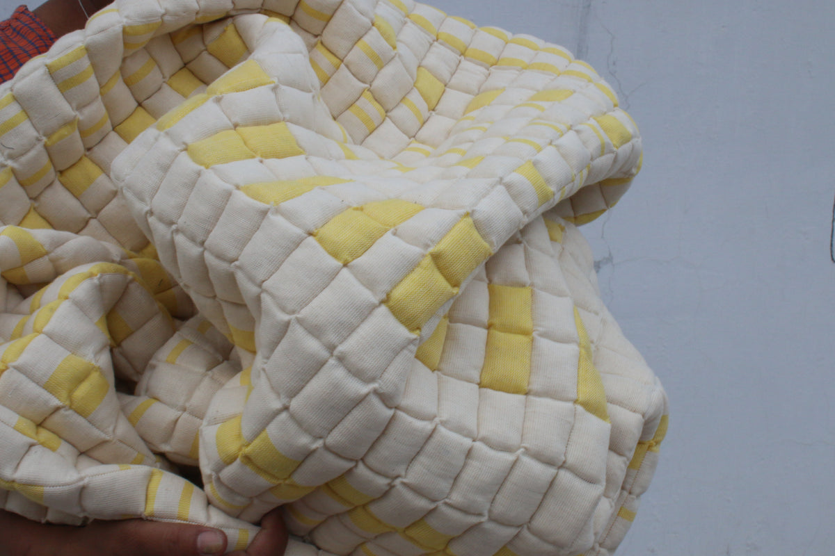 Sujni Quilt | Handcrafted Square Block Pattern Throw