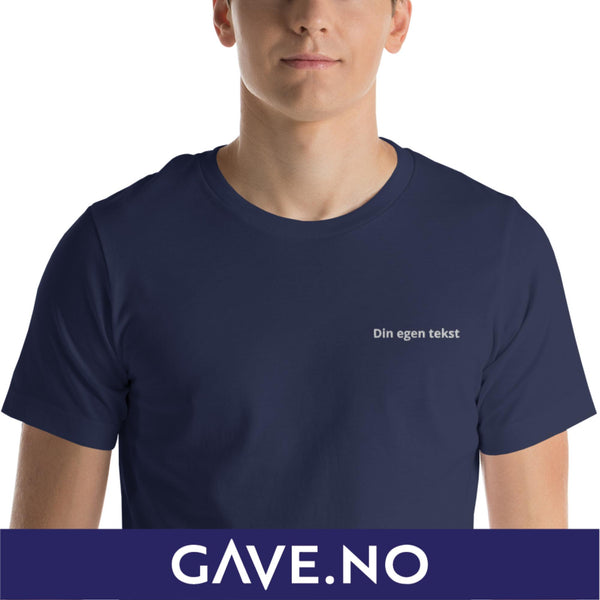Unisex t-skjorte med din egen tekst (print venstre)
